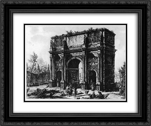 Vedute di Roma 24x20 Black Ornate Wood Framed Art Print Poster with Double Matting by Piranesi, Giovanni Battista