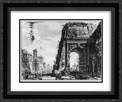 Vedute di Roma 24x20 Black Ornate Wood Framed Art Print Poster with Double Matting by Piranesi, Giovanni Battista