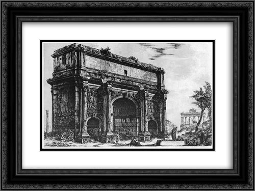 Vedute di Roma 24x18 Black Ornate Wood Framed Art Print Poster with Double Matting by Piranesi, Giovanni Battista