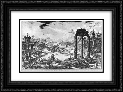 Vedute di Roma 24x18 Black Ornate Wood Framed Art Print Poster with Double Matting by Piranesi, Giovanni Battista