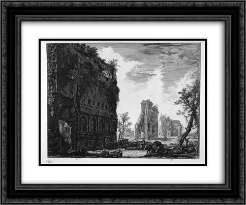 View the remains of the circumference of the oldest manufacturers of one of the squares of the Villa Adriana 24x20 Black Ornate Wood Framed Art Print Poster with Double Matting by Piranesi, Giovanni Battista