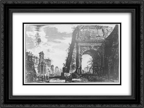 Arco de Tito 24x18 Black Ornate Wood Framed Art Print Poster with Double Matting by Piranesi, Giovanni Battista