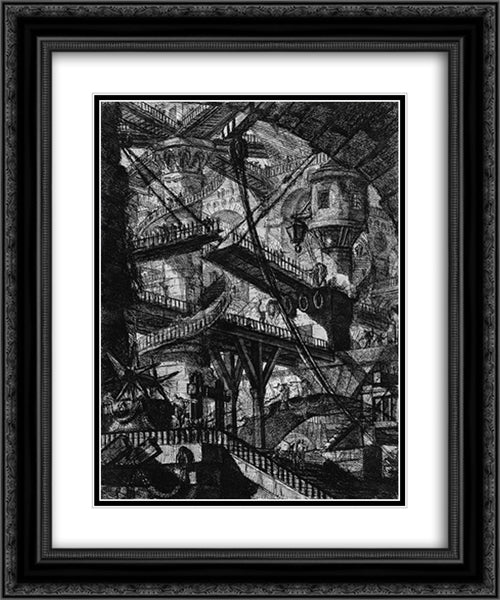 The Prisons 20x24 Black Ornate Wood Framed Art Print Poster with Double Matting by Piranesi, Giovanni Battista