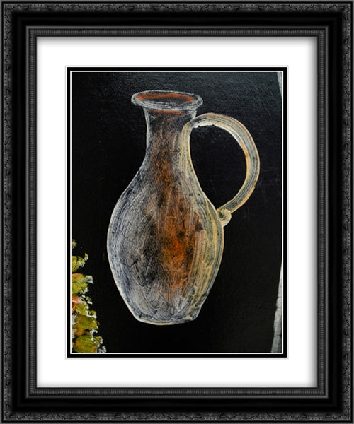 Still Life (detail) 20x24 Black Ornate Wood Framed Art Print Poster with Double Matting by Pirosmani, Niko