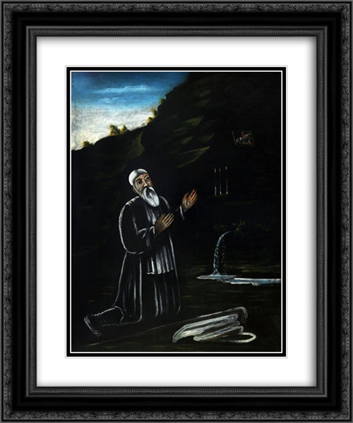 Anchorite Giorgi 20x24 Black Ornate Wood Framed Art Print Poster with Double Matting by Pirosmani, Niko