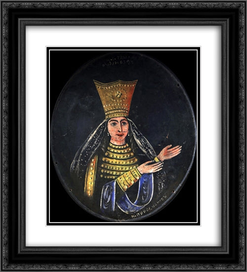 Queen Tamar 20x22 Black Ornate Wood Framed Art Print Poster with Double Matting by Pirosmani, Niko