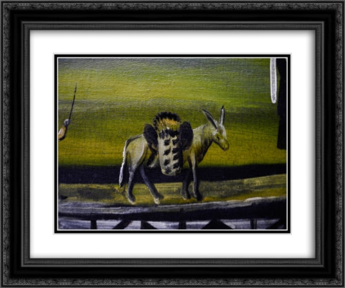 Donkey Bridge (fragment) 24x20 Black Ornate Wood Framed Art Print Poster with Double Matting by Pirosmani, Niko