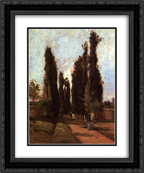 The Road 20x24 Black Ornate Wood Framed Art Print Poster with Double Matting by Pissarro, Camille