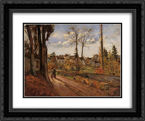 Louveciennes 24x20 Black Ornate Wood Framed Art Print Poster with Double Matting by Pissarro, Camille