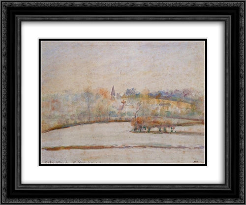 Hoarfrost 24x20 Black Ornate Wood Framed Art Print Poster with Double Matting by Pissarro, Camille