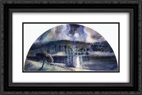 Landscape 24x16 Black Ornate Wood Framed Art Print Poster with Double Matting by Pissarro, Camille