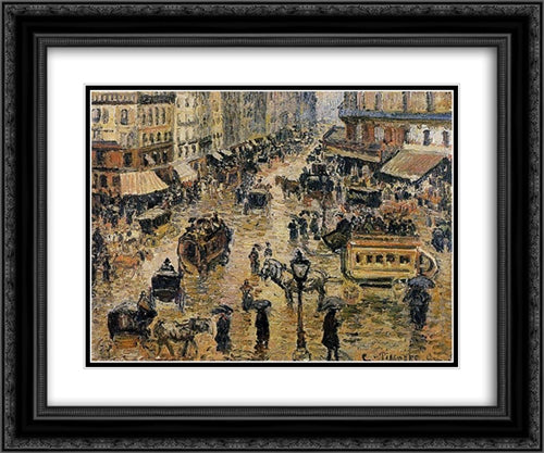 Place du Havre, Paris 24x20 Black Ornate Wood Framed Art Print Poster with Double Matting by Pissarro, Camille