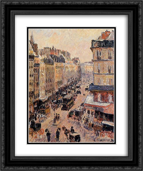 Rue Saint Lazare 20x24 Black Ornate Wood Framed Art Print Poster with Double Matting by Pissarro, Camille