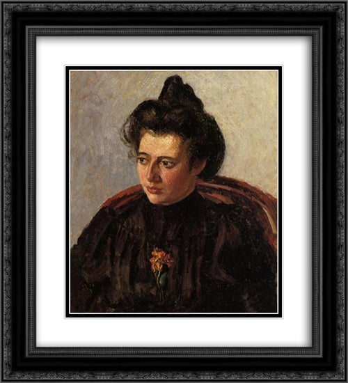 Portrait of Jeanne 20x22 Black Ornate Wood Framed Art Print Poster with Double Matting by Pissarro, Camille