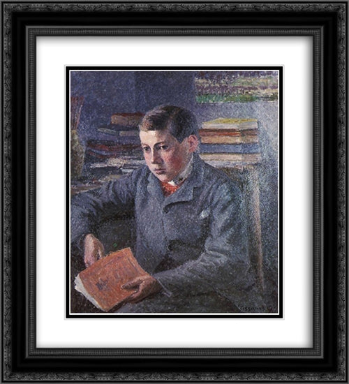 Portrait of Paulemile 20x22 Black Ornate Wood Framed Art Print Poster with Double Matting by Pissarro, Camille