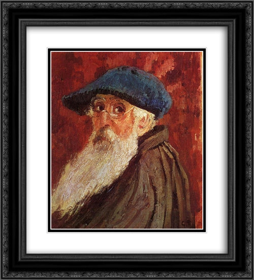 Self Portrait 20x22 Black Ornate Wood Framed Art Print Poster with Double Matting by Pissarro, Camille