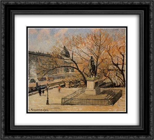 The Pont Neuf 22x20 Black Ornate Wood Framed Art Print Poster with Double Matting by Pissarro, Camille