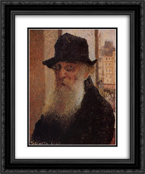 Self Portrait 20x24 Black Ornate Wood Framed Art Print Poster with Double Matting by Pissarro, Camille