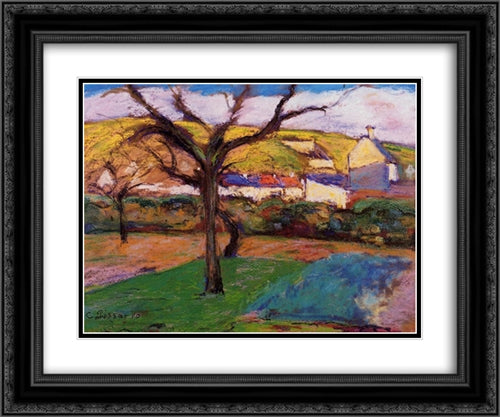 Landscape 24x20 Black Ornate Wood Framed Art Print Poster with Double Matting by Pissarro, Camille