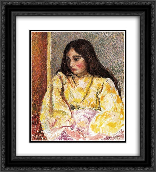 Portrait of Jeanne 20x22 Black Ornate Wood Framed Art Print Poster with Double Matting by Pissarro, Camille