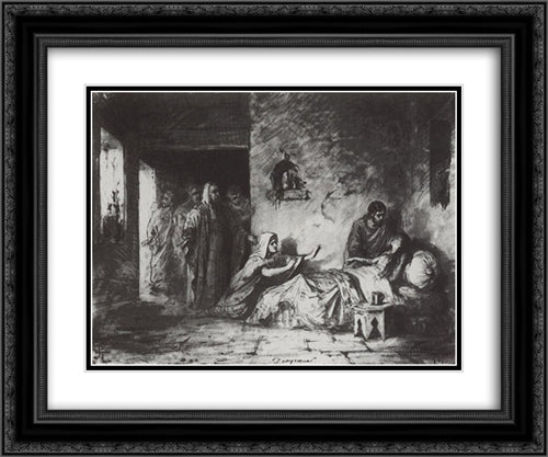 The Ressurection of Jair's daughter 24x20 Black Ornate Wood Framed Art Print Poster with Double Matting by Polenov, Vasily