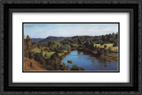 The River Oyat 24x16 Black Ornate Wood Framed Art Print Poster with Double Matting by Polenov, Vasily