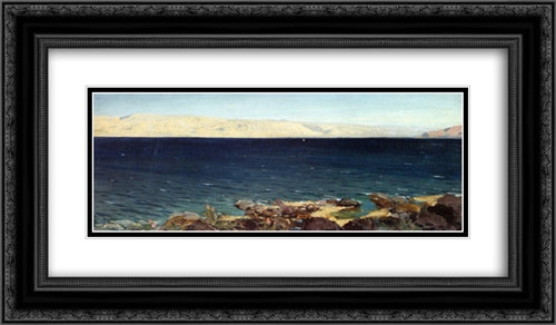 Tiberias (Gennesaret) lake 24x14 Black Ornate Wood Framed Art Print Poster with Double Matting by Polenov, Vasily
