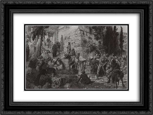 Christ and the Sinner 24x18 Black Ornate Wood Framed Art Print Poster with Double Matting by Polenov, Vasily