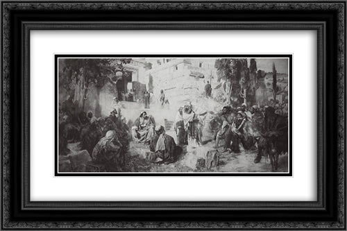 Christ and the Sinner 24x16 Black Ornate Wood Framed Art Print Poster with Double Matting by Polenov, Vasily