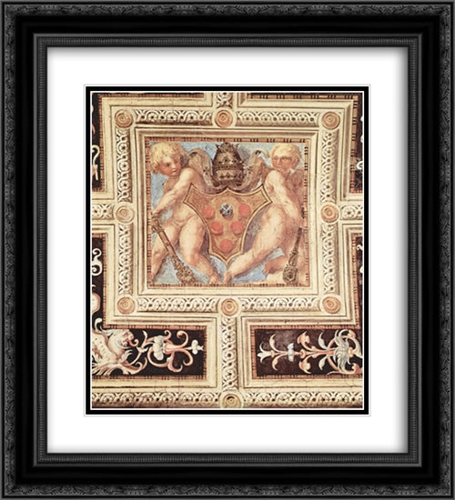 Scene with cherubs on papal coat of arms 20x22 Black Ornate Wood Framed Art Print Poster with Double Matting by Pontormo, Jacopo
