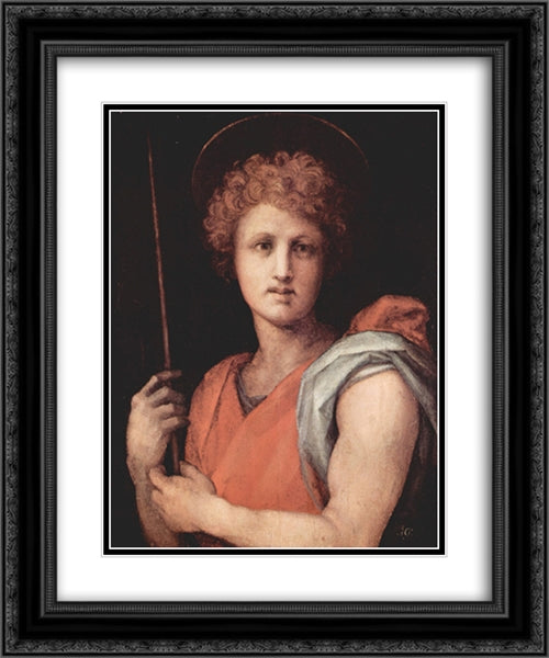 St. Sebastian 20x24 Black Ornate Wood Framed Art Print Poster with Double Matting by Pontormo, Jacopo