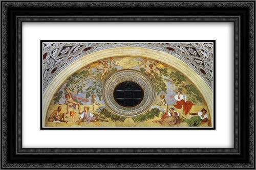 Vertumnus and Pomona 24x16 Black Ornate Wood Framed Art Print Poster with Double Matting by Pontormo, Jacopo