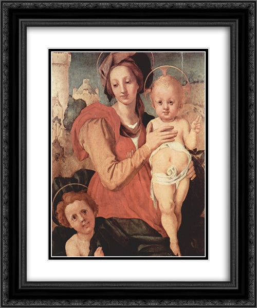 Madonna and Child with the Young Saint John 20x24 Black Ornate Wood Framed Art Print Poster with Double Matting by Pontormo, Jacopo
