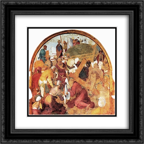 The Ascent to Calvary 20x20 Black Ornate Wood Framed Art Print Poster with Double Matting by Pontormo, Jacopo