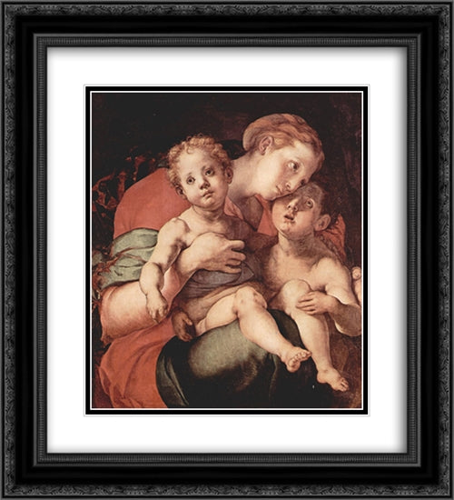 Madonna and Child with the Young Saint John 20x22 Black Ornate Wood Framed Art Print Poster with Double Matting by Pontormo, Jacopo