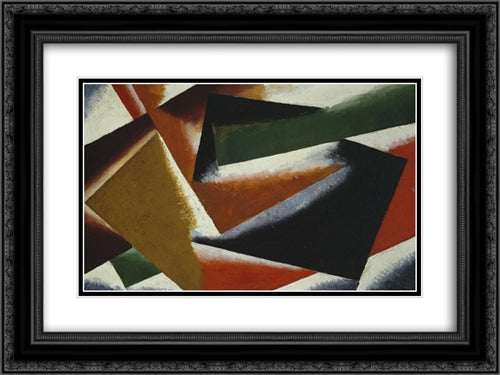 Painterly Architectonic 24x18 Black Ornate Wood Framed Art Print Poster with Double Matting by Popova, Lyubov