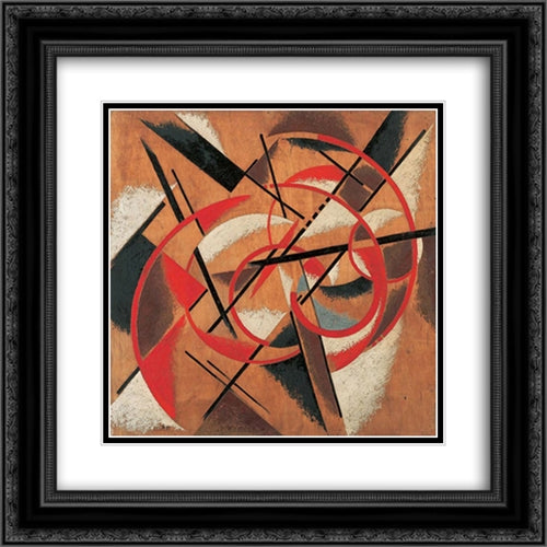 Space Force Construction 20x20 Black Ornate Wood Framed Art Print Poster with Double Matting by Popova, Lyubov