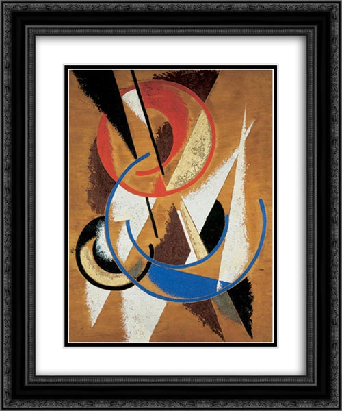 Space Force Construction 20x24 Black Ornate Wood Framed Art Print Poster with Double Matting by Popova, Lyubov