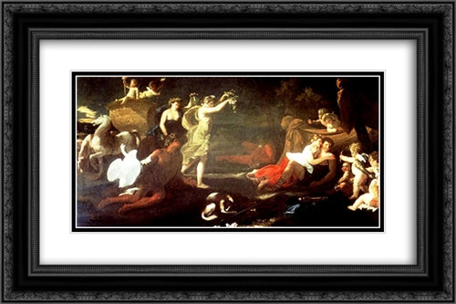 Cephalus and Aurora 24x16 Black Ornate Wood Framed Art Print Poster with Double Matting by Poussin, Nicolas