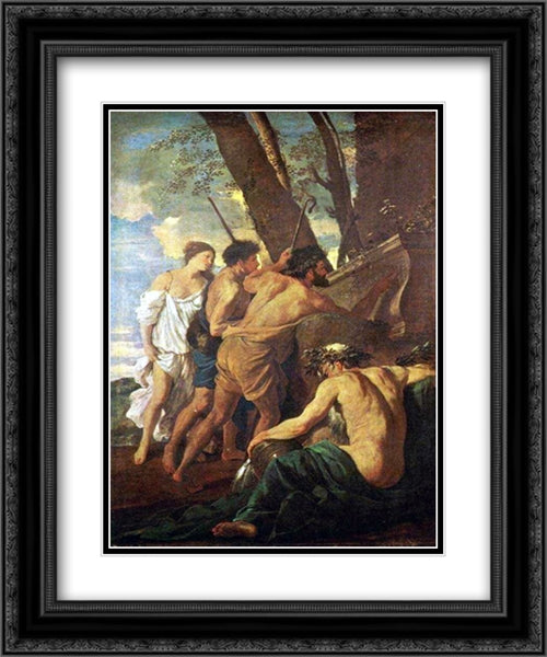 Shepherds of Arcadia 20x24 Black Ornate Wood Framed Art Print Poster with Double Matting by Poussin, Nicolas