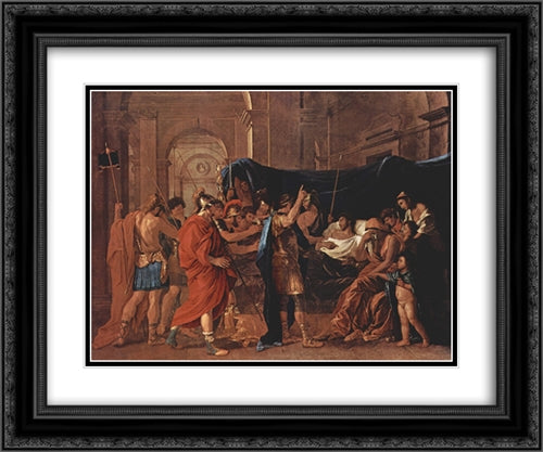 The Death of Germanicus 24x20 Black Ornate Wood Framed Art Print Poster with Double Matting by Poussin, Nicolas