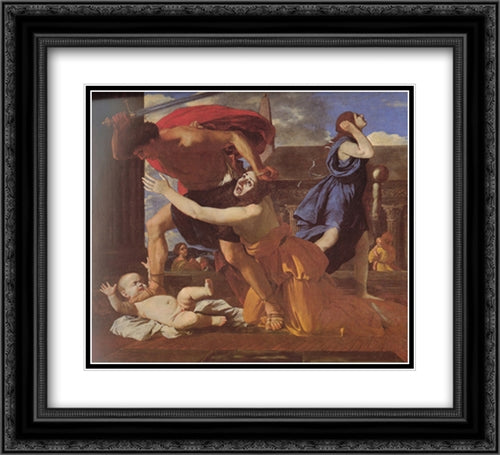 The Massacre of the Innocents 22x20 Black Ornate Wood Framed Art Print Poster with Double Matting by Poussin, Nicolas