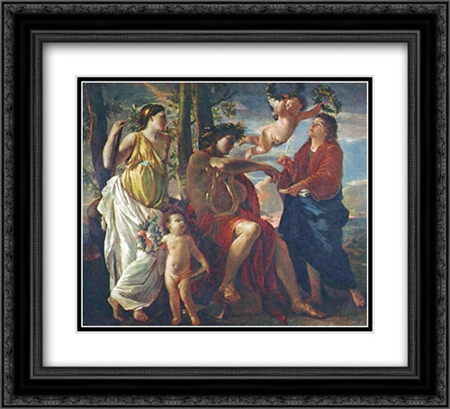 The Poet's Inspiration 22x20 Black Ornate Wood Framed Art Print Poster with Double Matting by Poussin, Nicolas