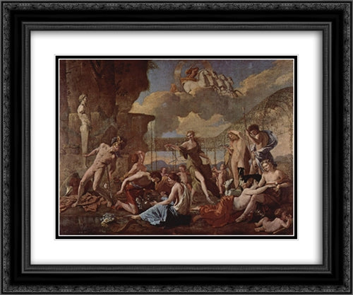 The Realm of Flora 24x20 Black Ornate Wood Framed Art Print Poster with Double Matting by Poussin, Nicolas