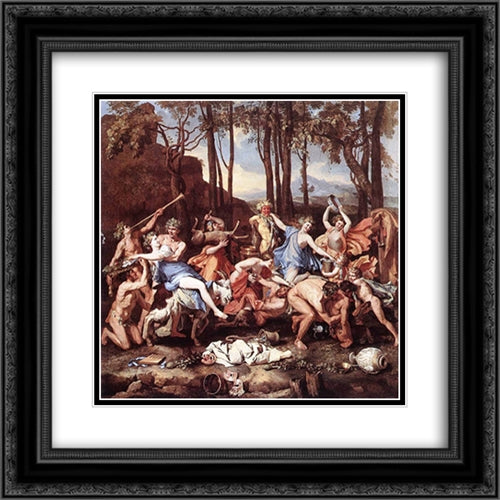 Triumph of Neptune 20x20 Black Ornate Wood Framed Art Print Poster with Double Matting by Poussin, Nicolas