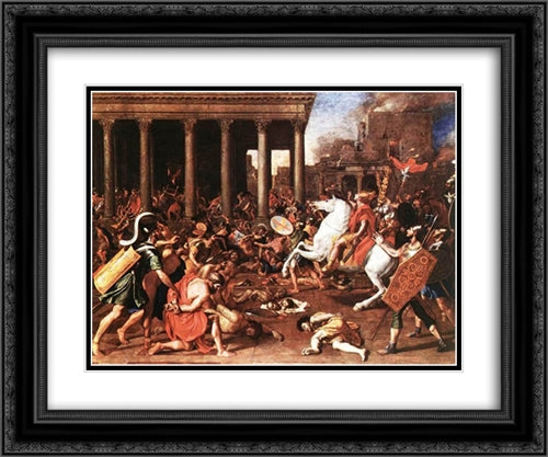 The destruction of the Temple at Jerusalem 24x20 Black Ornate Wood Framed Art Print Poster with Double Matting by Poussin, Nicolas