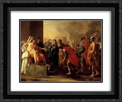 The Continence of Scipio 24x20 Black Ornate Wood Framed Art Print Poster with Double Matting by Poussin, Nicolas