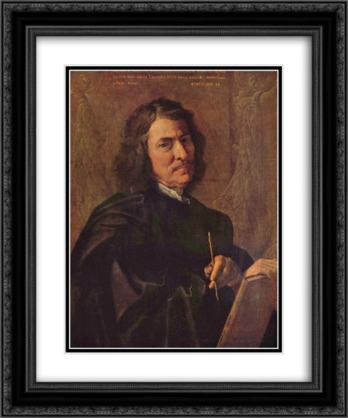 Self Portrait 20x24 Black Ornate Wood Framed Art Print Poster with Double Matting by Poussin, Nicolas