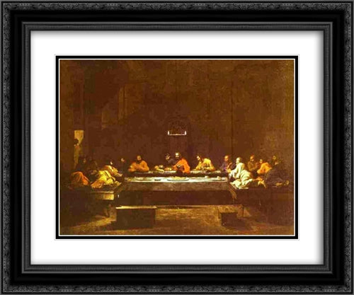 The Last Supper 24x20 Black Ornate Wood Framed Art Print Poster with Double Matting by Poussin, Nicolas