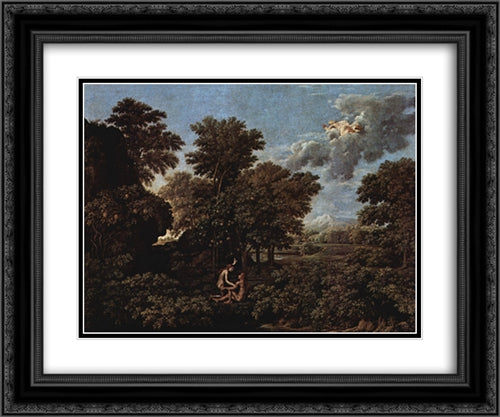 Spring (The Earthly Paradise) 24x20 Black Ornate Wood Framed Art Print Poster with Double Matting by Poussin, Nicolas